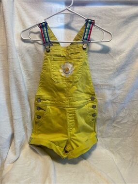 Boden Girls Yellow Daisy Short Overalls